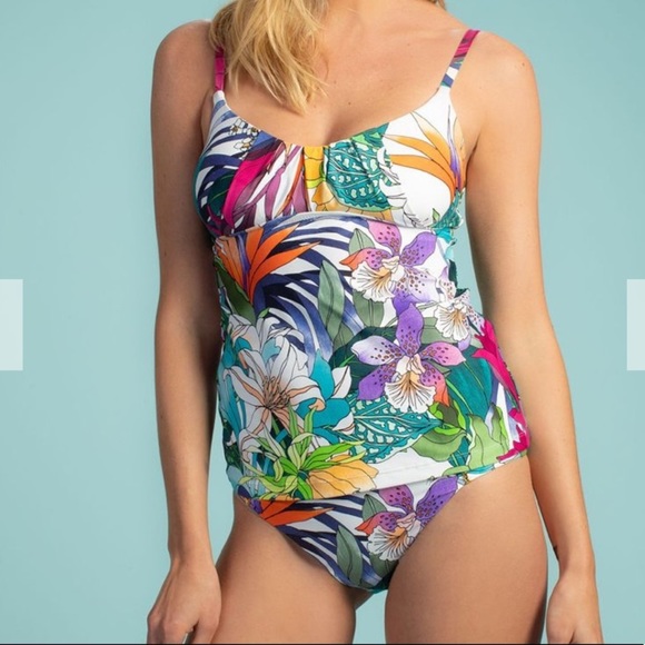 TRINA TURK PARADISE FLORAL TANKINI TOP AND BOTTOM HIPSTER SWIMSUIT **NWT** - Picture 3 of 10